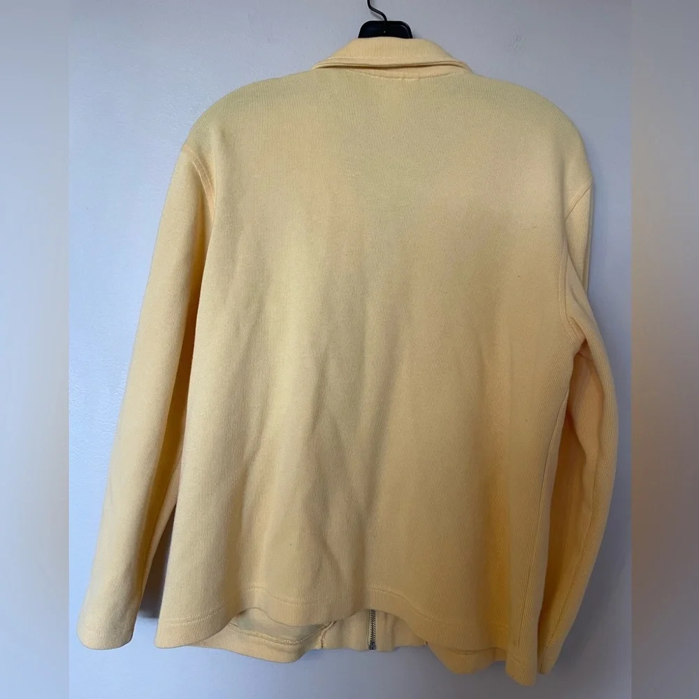 Talbots 100% Cotton Full Zip Knit Cardigan Jacket Yellow Size Large